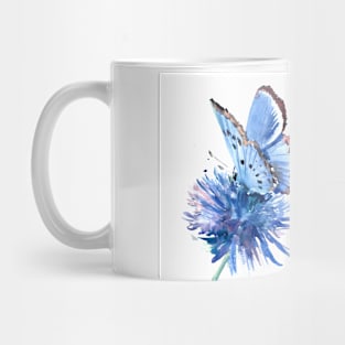 Blue Butterfly and Blue Flower Mug